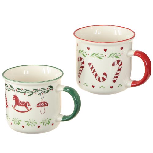 Artikel Weihnachtstasse Tasse Keramik Rot Grün Creme H9cm 2St