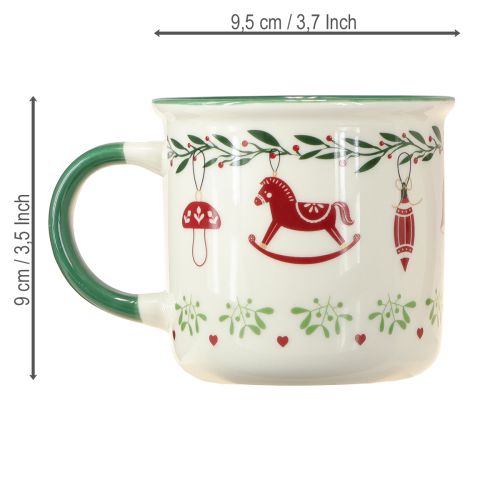 Artikel Weihnachtstasse Tasse Keramik Rot Grün Creme H9cm 2St