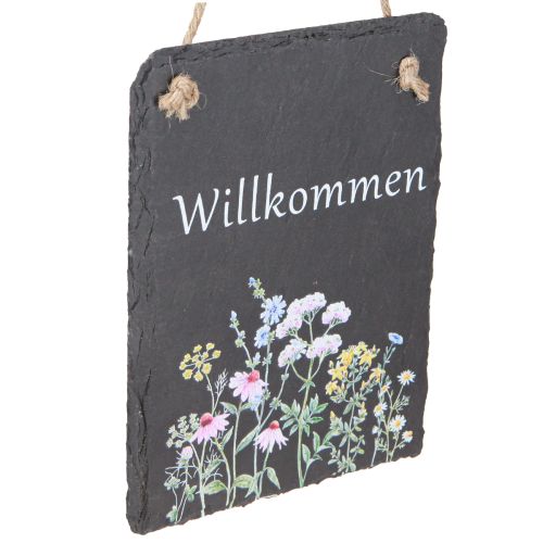 Artikel Willkommensschild Schieferplatte zum Hängen 20x15cm 2St