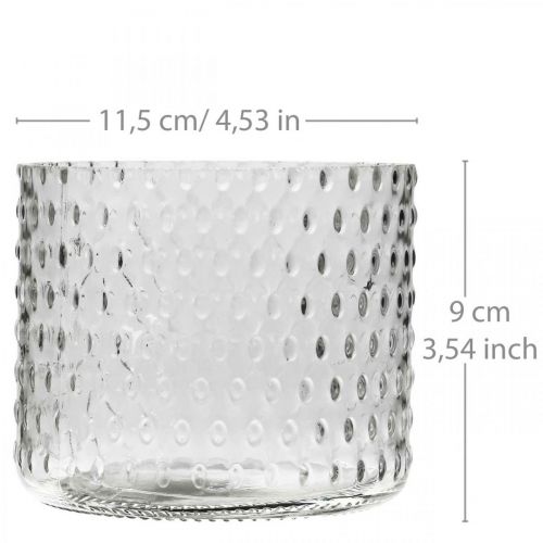 Artikel Windlicht Glas, Teelichthalter Glas, Kerzenglas Ø11,5cm H9,5cm