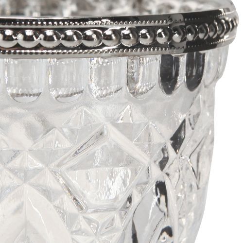 Floristik24 Windlicht Glas mit Rand aus Metall Klar Ø9cm H10,5cm 6 St