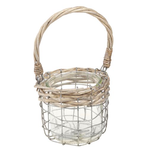 Artikel Windlicht Hängedeko Metall Glas Weide Ø13cm H12cm 2St