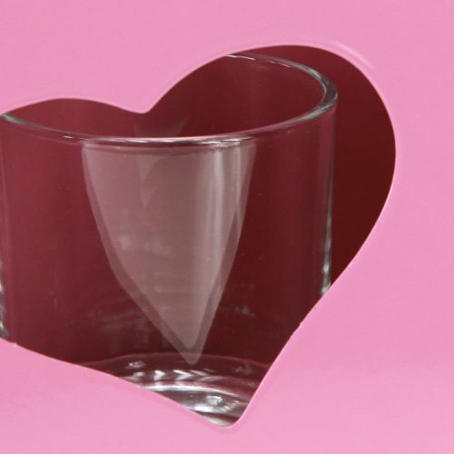 Artikel Windlicht Metall mit Glaseinsatz Tasche Rosa H18cm 2St