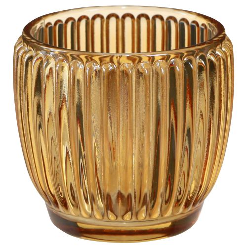 Artikel Windlicht Orange Kerzenhalter Glas Retro Ø7cm H7cm 6 St