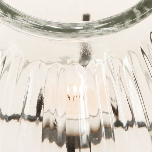 Artikel Windlicht Teelichthalter Glas Metall Klar Schwarz Ø14,5cm