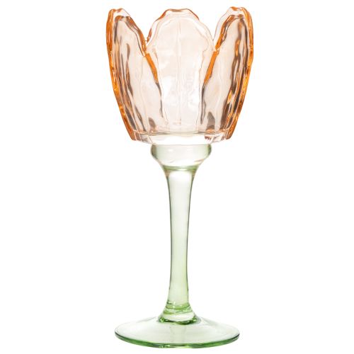 Teelichthalter Tulpe Glas Vintage Stil Romantische Wohnraumdekoration 20cm | Floristik24.de