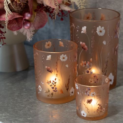 Deko Windlicht Glasmotiv Floraldekor für stilvolle Wohnakzente 12,5cm 2St | Floristik24.de