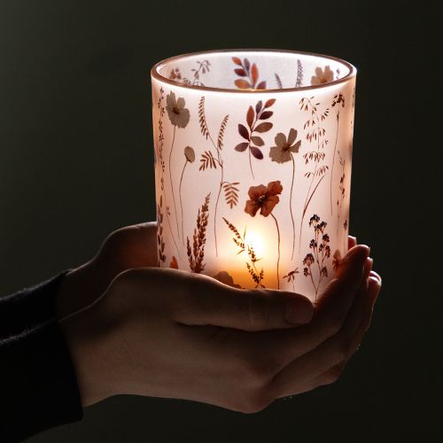 Deko Windlicht Glasmotiv Floraldekor für stilvolle Wohnakzente 12,5cm 2St | Floristik24.de