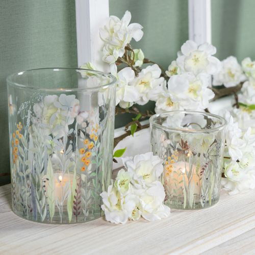 Teelichthalter Glas Blumenmuster für romantisches Ambiente Windlicht Wohnzimmer Dekoration 8cm 4St | Floristik24.de