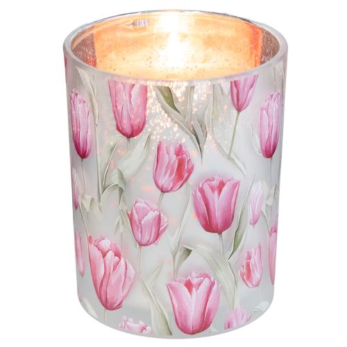 Artikel Elegantes Windlicht mit Tulpenmotiv für stimmungsvolle Frühlingsdekoration 12,5cm 2St.