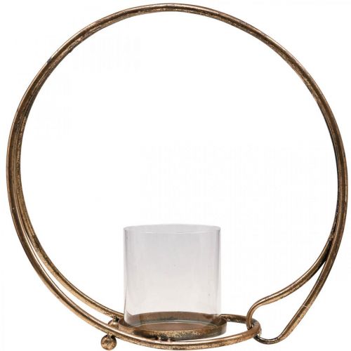 Artikel Windlicht Metall Kerzenhalter Golden Glas Ø33cm