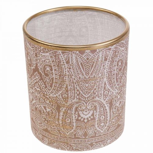 Artikel Windlicht Glas Teelichthalter Paisley Muster Ø8cm H9cm 2St