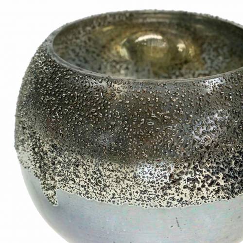 Floristik24 Windlicht Glas Silbern Ø8,5cm H6,5cm 4St