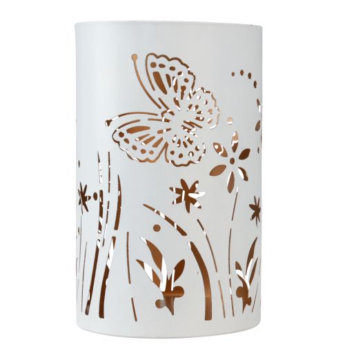 Artikel Windlicht Metall Weiß Gold Schmetterling Ø12,5cm H20,5cm