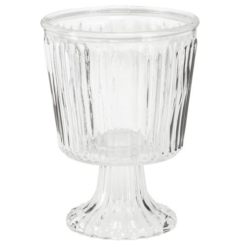 Artikel Windlichtglas Pokal geriffelt Glas Deko Ø11,5cm H15cm