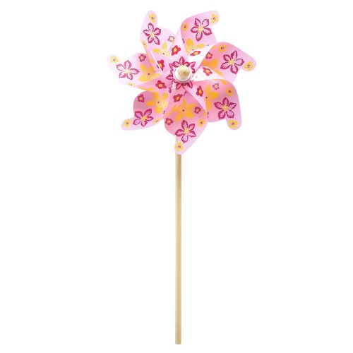 Floristik24 Windrad am Stab Windmühle Deko Rosa Gelb Ø30,5cm 74cm