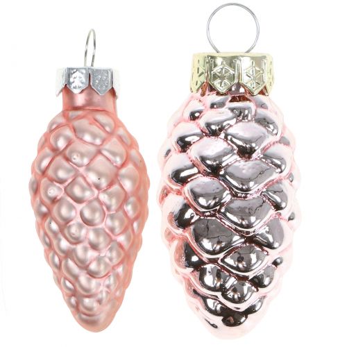 Zapfen Mix aus Glas Rosa 5cm 14 St