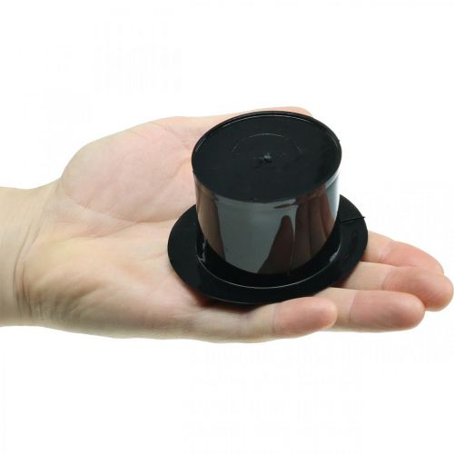 Artikel Deko-Zylinder, Silvesterdeko, Hut zum Bepflanzen, Übertopf Neujahr Schwarz H5cm L8cm 20 St
