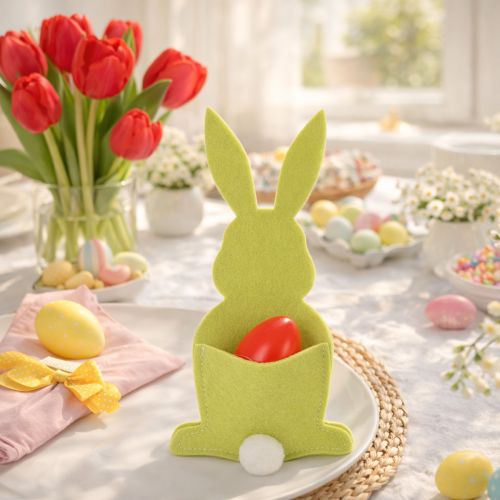 Bestecktasche Hase für festliche Tischdeko Ostern und Feierlichkeiten 26cm 4St | Floristik24.de