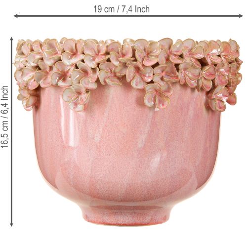 Artikel Blumentopf Keramik mit Blütenrand Rosa Ø19cm H16,5cm