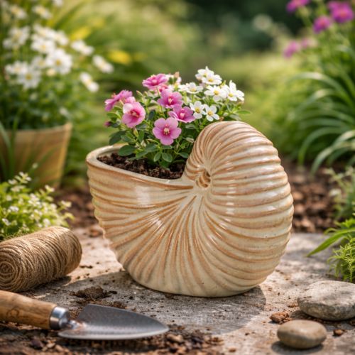 Blumentopf Schnecke Design Keramik für besondere Pflanzenarrangements 21cm | Floristik24.de