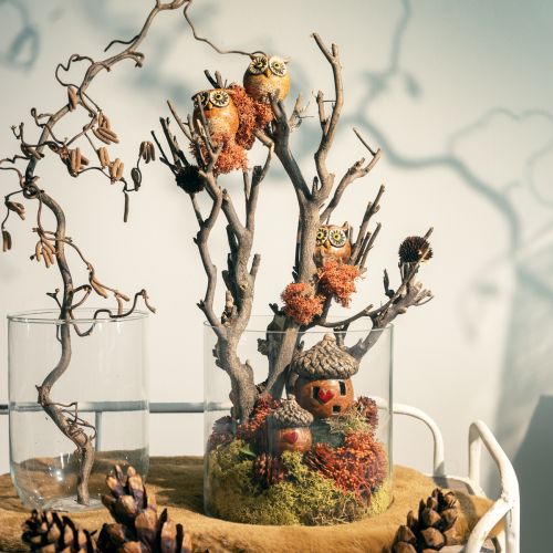 Floristik24 Charmante Keramik-Eulenfiguren – Detailreiche Gestaltung in Braun und Creme, 10.5 cm – Perfekte Dekoration für Wohn- und Arbeitsräume – 3 St