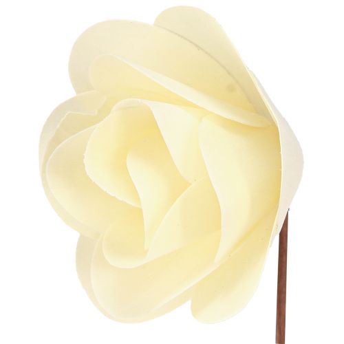Deko Rosen Creme Künstliche Rosen Holzrosen Ø7,5cm 12 St