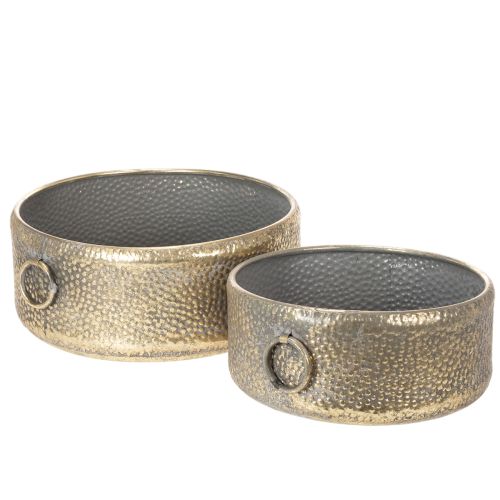 Artikel Deko-Schale Antik Look Metall Übertopf Golden Ø37/31cm 2er-Set