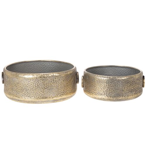 Deko-Schale Antik Look Metall Übertopf Golden Ø37/31cm 2er-Set | Floristik24.de