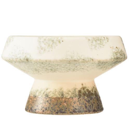 Artikel Deko Schale Keramik mit Sockel Creme Graugrün Ø17cm 10cm