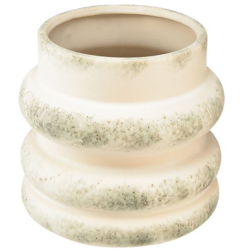 Floristik24 Deko Übertopf für Trockengestecke Creme Graugrün 16×16cm