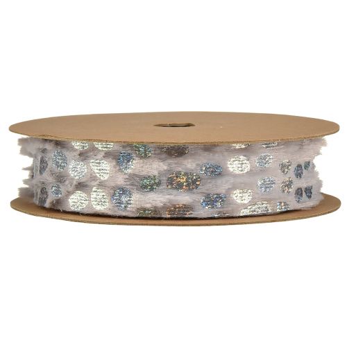 Artikel Dekoband mit Fell-Optik und Holo-Effekt Grau Silber 25mm 10m
