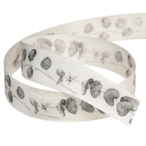 Artikel Dekoband Schmuckband Eukalyptus Weiß Grau B25mm L20m