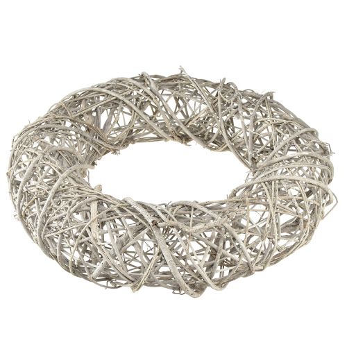 Floristik24 Dekokranz Holz Deko Rattan Natur Weiß Ø40cm H9,5cm