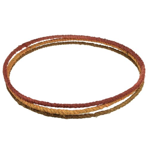 Artikel Dekoring farbig Ring mit Jute Gelb Ocker Braun Ø30cm 3St