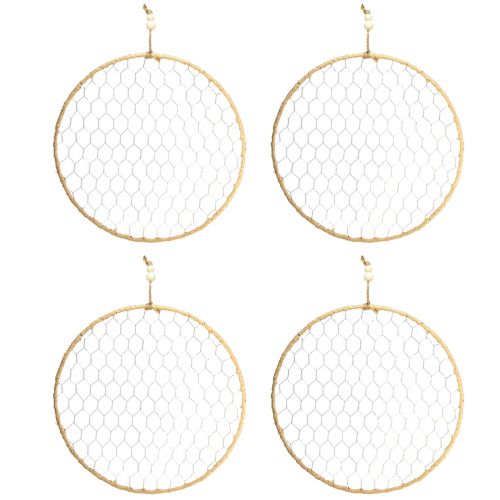 Artikel Dekoring Metall Hängedeko Raffia Silber Natur Ø38cm 4 St