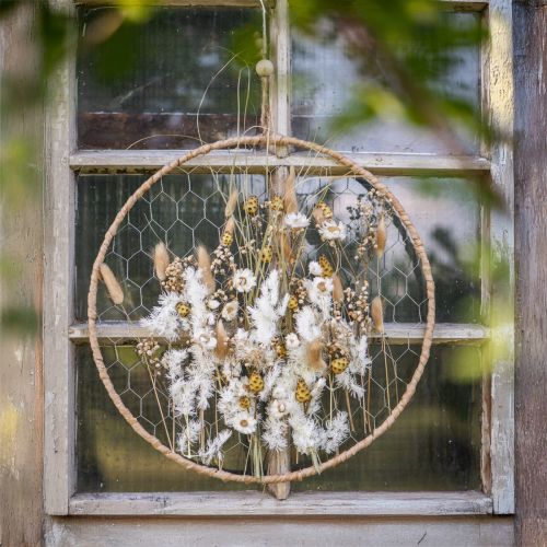 Artikel Dekoring Metall Hängedeko Raffia Silber Natur Ø38cm 4 St