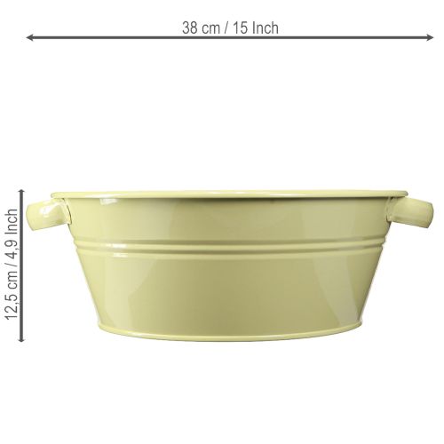 Artikel Dekoschale Metall Grüngelb Blumenschale Griff Ø33,5cm