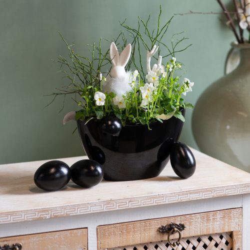 Floristik24 Dekoschale Schwarz Oval Pflanzschiffchen 24x9,5cmx14,5cm