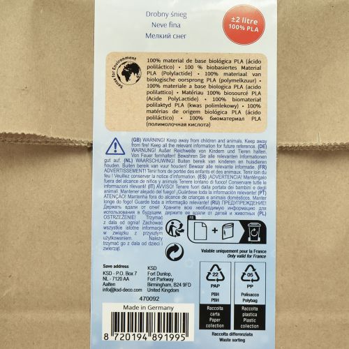 Artikel Dekoschnee Weiß Mais 100% Biobasiertes Material 40g