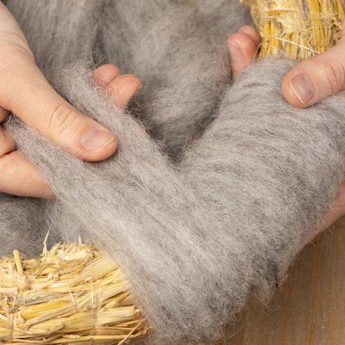 Wolllunte Dekowolle Grau-Natur 2m Filzwolle für Bastelarbeiten & Floristik | Floristik24.de