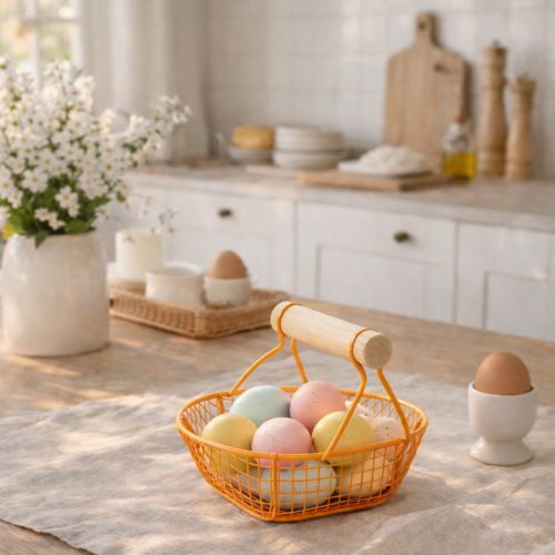 Drahtkorb mit Holzgriff Handliches Design Ideal für Frühlingsdeko Heim und Büro 17cm 6St | Floristik24.de