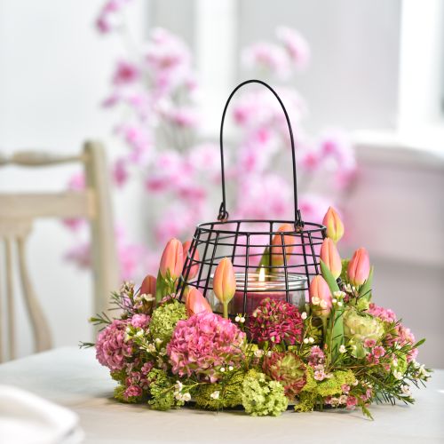 Artikel Gartenlaterne mit Glas Windlicht Schwarz Ø20cm H18,5cm