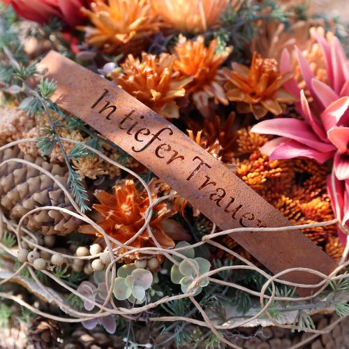Floristik24 Gedenkspruch-Anhänger „In tiefer Trauer“ Rost 25×3cm 6St