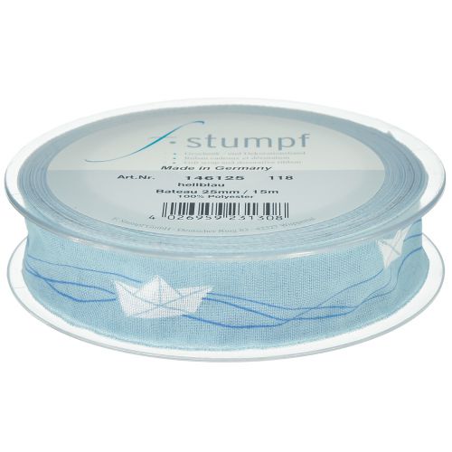 Artikel Geschenkband Blau Schiffchen Dekoband maritim 25mm 20m