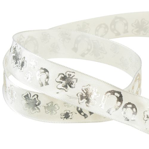 Artikel Geschenkband Weiß Silber Dekoband Silvester 25mm 18m