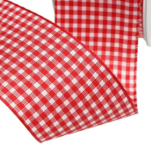 Artikel Geschenkband mit Webkante 20m Rot kariert