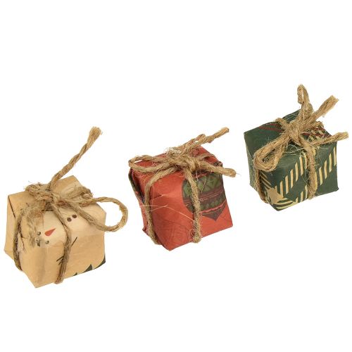 Artikel Papier-Geschenkboxen Mini Set, Rot-Grün-Natur, 2,5x3 cm 18 St - Weihnachtsdeko