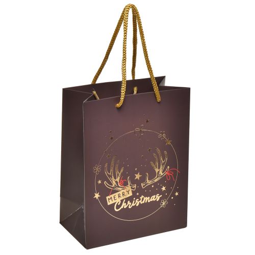 Floristik24 Geschenktüte Weihnachten Geweih Braun/Gold 18x10x23cm 2St