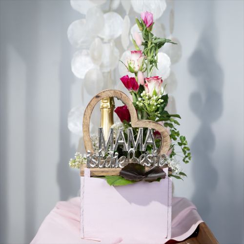 Floristik24 Herzdeko zum Stellen Deko Muttertag Mangoholz 20,5cm × 19,5cm